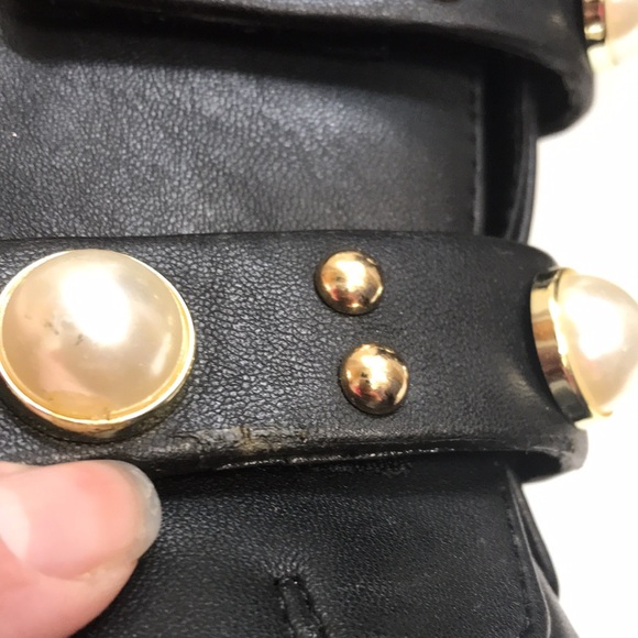 Karl Lagerfeld Brittie Embellished Pearls Women's 8M Peep Toe Black Booties - Picture 9 of 16